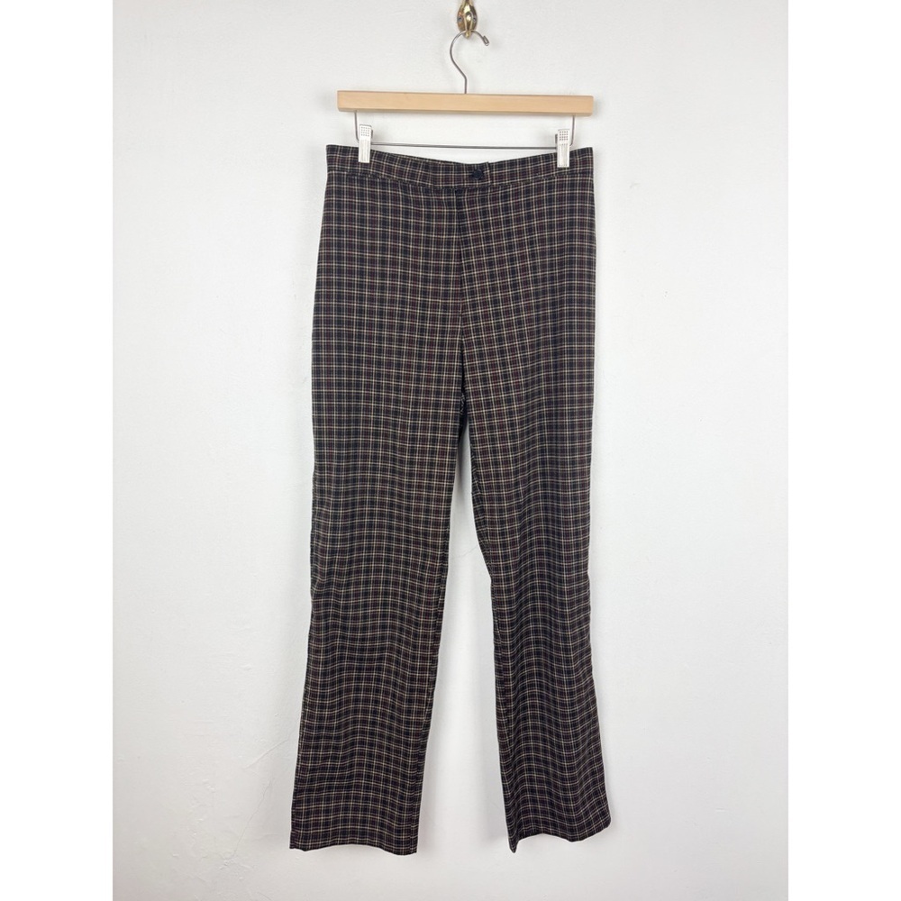 Vintage 90s Mountain Lake Brown Plaid Checkered Pants Sz 28